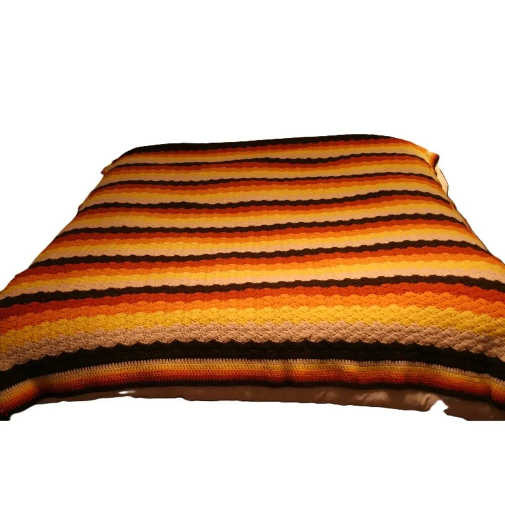 VTG Handmade Crochet Afghan Blanket 69